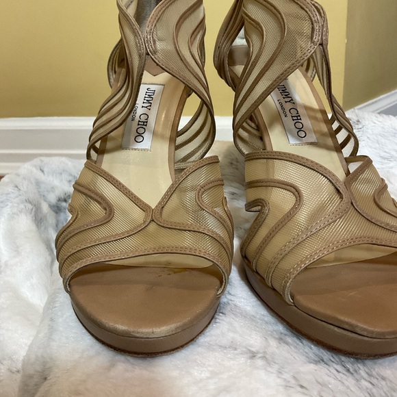 Jimmy Choo Caged Tonal Stitch Strappy Mesh High Heel Sandals sz 39 - Picture 13 of 16